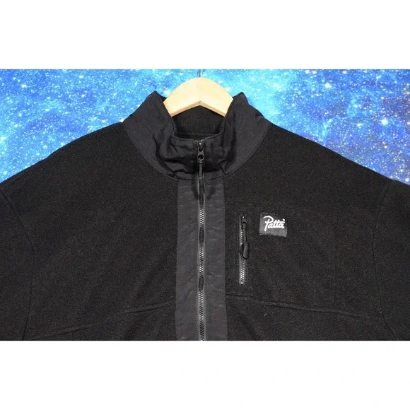 Patta Polartec Fleece Jacket Mens 2XL Black 1/2 Zip Pullover Side Zips Outdoor